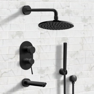 Tub and Shower Faucet Matte Black Tub and Shower System with 8